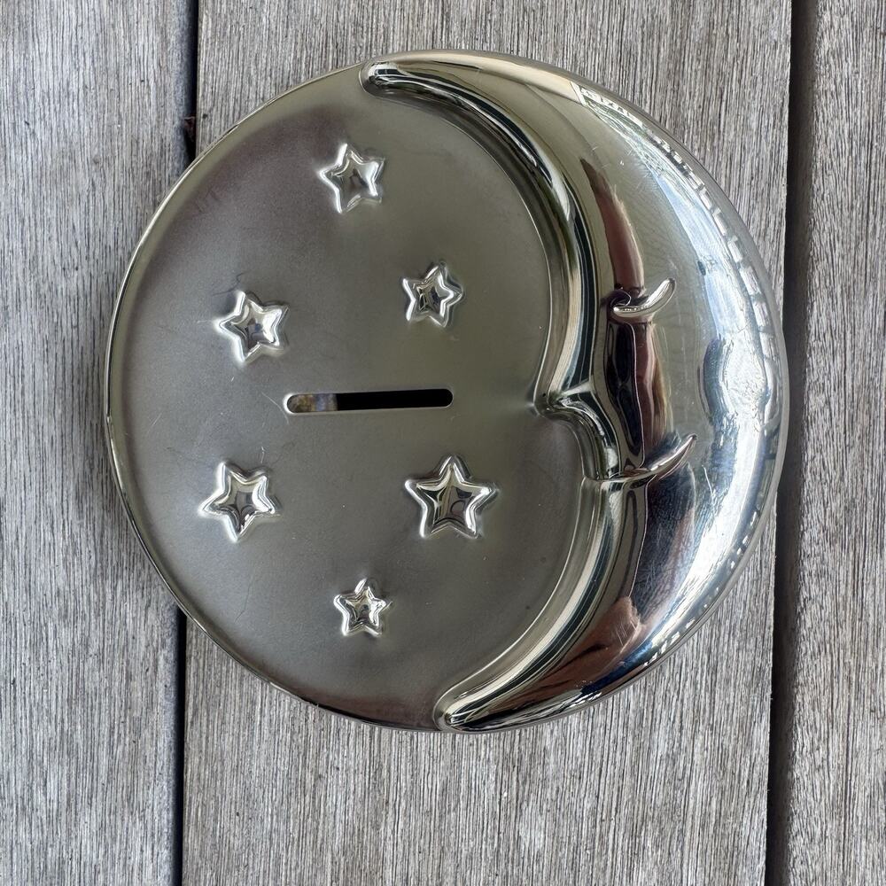 DANSK BABY BANK Nickelplate Moon Celestial Whimsy Decor